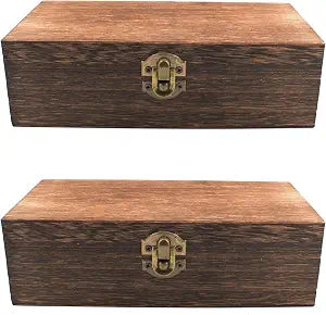 Wood Storage Box with Lid Solid Wood Container Box Decorative Table Large Rectangular Smooth Rustic Style Store Space to Organize Toys Cosmetics Vintage Color 7.87*3.93*2.36in, Brown, 2pcs