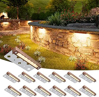 VOLISUN 12 Pack 7 Inch Retaining Wall Lights, Waterproof LED Hardscape Lighting, Cuttable Low Voltage Landscape Lighting, 12V Paver Lights, 3W Outdoor Step Lights, 2700K Soft White, ETL