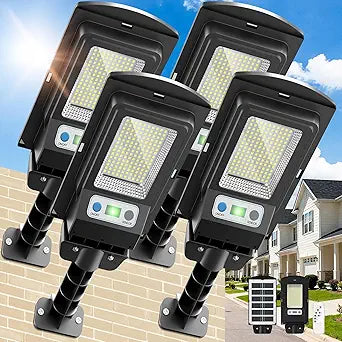 WYWNA Solar Lights Outdoor, IP66 Waterproof Motion Sensor Powered Solar Street Light, 6500K Dusk to Dawn LED Flood Light with Remote Control, Commercial Area Lighting for Yard Parking Lot (4 Pack)