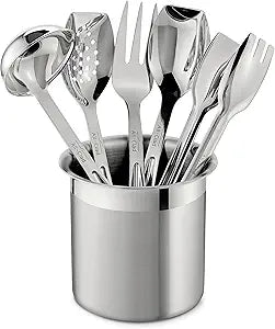 All-Clad Specialty Stainless Steel Kitchen Gadgets 5 Piece Tool Set with Caddy Kitchen Tools, Kitchen Hacks Silver