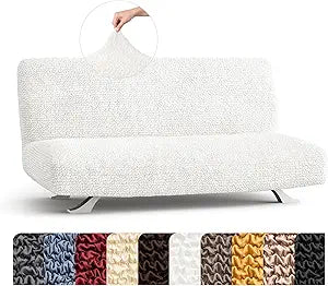 PAULATO BY GA.I.CO. Stretch Futon Couch Slipcover 1-Piece  Bi-Elastic Armless Sofa Bed Cover  Furniture Protector Machine Washable  White