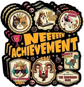 3 Pack New Achievement Sticker Dungeon Crawler Carl Gamer Trophy Princess Donut Bookish Fantasy Reader Decal Waterproof Vinyl Decal for Water Bottle, Laptop, Phone, Car Gift 3 Inch