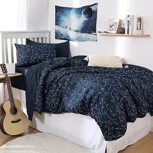 Wake In Cloud Constellation Duvet Cover Set, Navy Blue, Twin/Twin XL