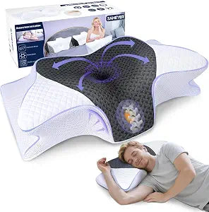 SAHEYER Cervical Neck Pillow, Memory Foam Pillow for Neck Pain Relief and Snoring, Ergonomic Pillow for Side Sleeper, 2 in 1 Orthopedic Pillow for Back and Stomach Sleeper, White