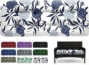 DANGHOOGY Outdoor Bench Cushions, Waterproof Patio Loveseat Cushions for Outdoor Furniture, Thick Love Seat Bench Cushions, 44" x 19" x 5", Blue Enchantress
