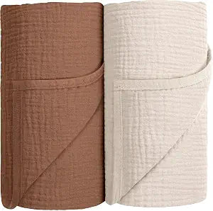 Susurration Muslin Receiving Blanket,100% Cotton Swaddle Blankets for Newborn Soft Thin Swaddle for Unisex Newborn 38x40inch (Brown)