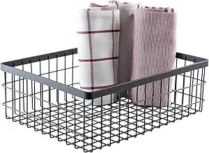 G.E.T. WB-1294-MG Rectangular Metal Storage Wire Basket for Pantry, Produce and More, 9" x 6" x 4"
