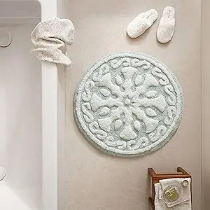 Madison Park Casablanca 100% Cotton Tufted Bathroom Rugs Luxurious Plush Medallion Floral Pattern Bath Mat Absorbent, Quick Dry, Spa Design Shower Room Dcor, Rectangle 25" R, Sage Green