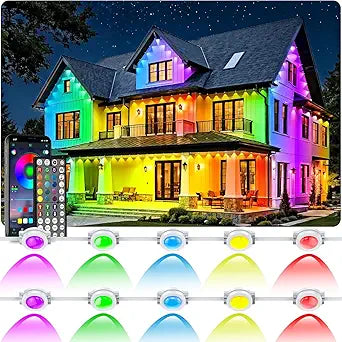 RCUICA 500FT Permanent Outdoor Lights Waterproof with Smart App Control Remote,DIY Scene Modes,Music Sync hronization,Eaves Lights for Garden Decor,Deck,Christmas