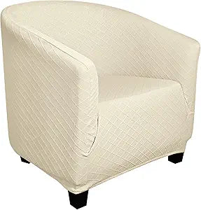 SearchI Club Chair Slipcover Stretch Barrel Chair Covers Jacquard Tub Chair Slipcover Spandex Armchair Sofa Cover Removable Couch Furniture Protector Arm Chair Cover for Living Room(Beige Rhombus)