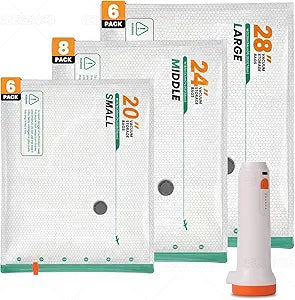 20 Pack Vacuum Seal Bags for Travel with Rechargeable Cordless Pump, Compression Packing Cubes for Carry-On Luggage, Bedding & Home Storage, Space Saver Bags for Clothing Clothes, 3 Size
