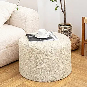 Plush Multi-Functional Ottoman Pouf  Ergonomic Ottoman Foot Rest with Space-Saving Design, Perfect Under Desks, Couches & Sofas (Linen)