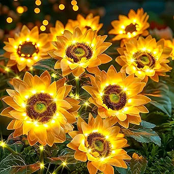 Solar Flowers Outdoor Waterproof: Gifts for Mom Mothers Day - 6 Pack Sunflower with 18 Vivid Large Flowers - 800mAh Battery for 12H Runtime - IP65 Auto On/Off Solar Garden Lights for Patio Yard