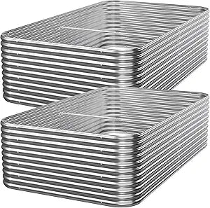 2 PCS Tall 8x4ft Galvanized Raised Garden Bed Outdoor, Metal Garden Bed for Vegetables, Above Ground Garden Box for Flower, Steel Raised Beds for Gardening