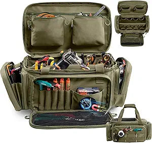 Heavy Duty Tool Bag Organizer with Strong Magnets & Detachable Pouches, Tactical Tool Tote for Men, Multiple Pockets, Anti-Friction Bottom Utility Tool's Bag for Electrician,Mechanic
