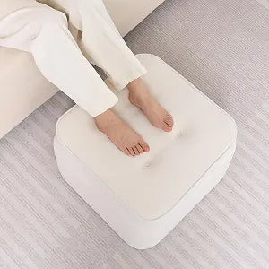 GOFORIT Square Stuffed Pouf Ottoman, Dual-Layer Support Floor Pouf Foot Stool, Foam Filled Ottoman Footrest for Living Room, Beige