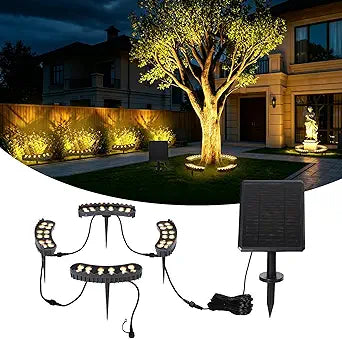 Solar Ring Tree Lights Outdoor, 3000K Solar Aluminum Palm Tree Uplights, 48 LEDs & 4000mAh Battery, IP65 Waterproof, Upgraded Landscape Spotlights with USB Port for Garden, Yard (Warm White)