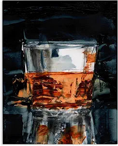Whiskey Glass Reflection Bar, 16 x 20 Inch Canvas Wall Art
