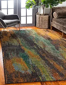 Unique Loom Jardin Collection Colorful, Vibrant, Abstract Watercolor Area Rug (2' 2 x 3' 0 Rectangular, Multi/ Orange)