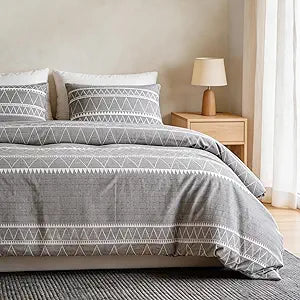 Lekesky Duvet Cover Queen Size, Grey Breathable Comforter Cover Queen Size 3pc Ultra Soft Brushed Bedding Duvet Cover Set with Zipper Ties (1 Duvet Cover 90x90 inches with 2 Pillow Cases)
