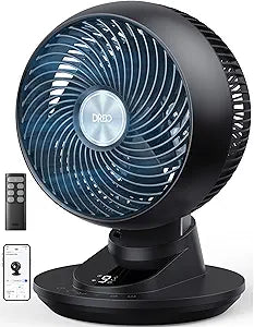 DREO Smart Fan for Bedroom, Powerful 85 ft Airflow, 12 Inches, Desk Fans in 20dB Quiet, 90┬░+90┬░ oscillating fans, App/Voice Control, 9 Speeds & 8/12H Timer for Home Office Dorm