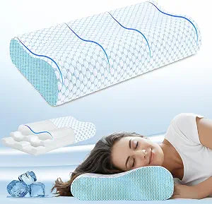 Ultra Pain Relief Cervical Pillow for Neck Support, Ergonomic Contour Pillow for Cozy Sleep, Adjustable Memory Foam Pillow with Cooling Case, Odorless Queen Pillow for Side, Back & Stomach Sleepers