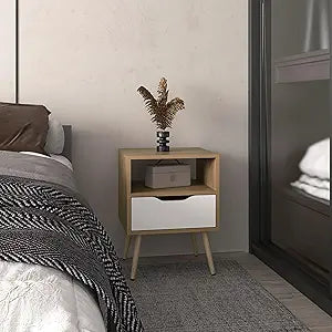Wenden 21" High Nightstand with One Drawer, One Open Shelf, Compact Side Table for Bedroom, Living Room, Modern Design, Storage for Books and Essentials, Sleek, Functional, and Stylish Nightsta