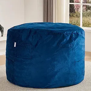 Bean Bag Chair 3ft Memory Foam Sack with Removable Velvet Cover, Ultra Soft Fabric, High Rebound Foam Filling, Portable Lazy Sofa for Adults & Teens, Navy Blue