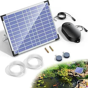 NFESOLAR 15W Large Solar Pond Aerator, Solar Aerator for Ponds with 4400 mAh Battery Backup and 2 Air Outlets, Low Noise Solar Air Pump Outdoor for Koi Pond Fish Tank Hydroponics