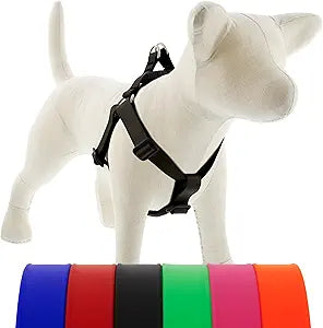 LupinePet Waterproof Splash Step in Dog Harness, Jet Black, 1-inch Wide, Girth adjusts 19-28", Made with BioThane