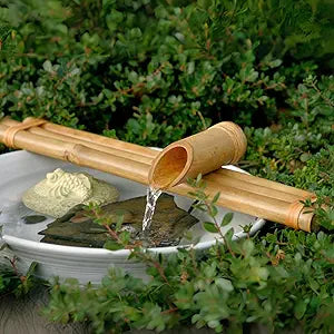 Bamboo Accents 18" Three-Arm Bamboo Fountain Kit with Pump  Large Bamboo Water Feature for Bowls, Basins, Water Gardens & Zen Gardens (Container Not Included)