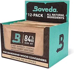Boveda For Seasoning Two-Way Humidity Control Packs Γ 84% RH to Season Wood Humidifier Boxes Γ Size 60 Γ 12 Pack Γ Individually Wrapped Seasoning Packets