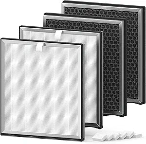 4 Pack APH4000 Air Purifier Replacement Filter Compatible with KNKA APH4000, H13 HEPA and Activated Carbon Filter, Part # APH4000LX