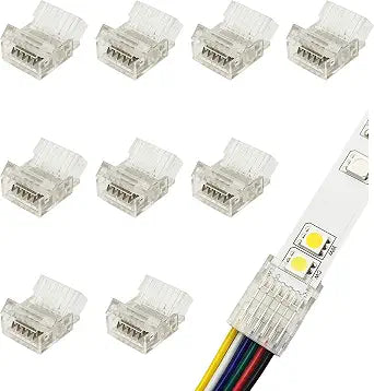 12mm 6-Pin Solderless LED Strip Connector, RGB+CCT, 10 Pack