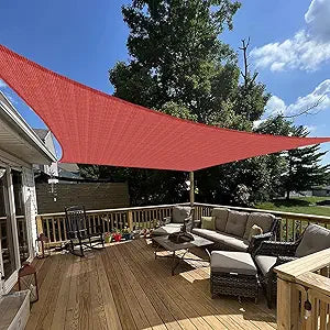 E&K Sunrise 16' x 20' Sun Shade Sail Rectangle Canopy Shade Cover UV Block for Patio Backyard Garden Outdoor (Red)