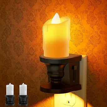 Briignite Flameless Candle Night Light, Amber Night Lights Plug into Wall