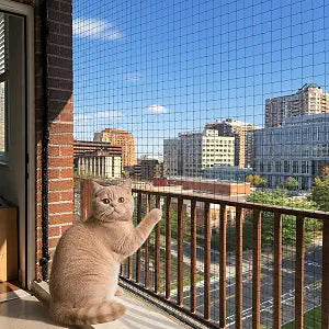 10X26FT Cat Netting Balcony Protection, Anti-Fall Safety Net for Cats  No Steel Wire Cat Barrier Fence Catio Netting, Pet Balcony Mesh Screen Netting for Apartment Balcony, Window, Stairs, Deck