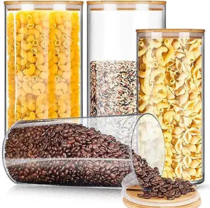 Vesici 4 Pcs Large Acrylic Storage Canister 180 oz and 93 oz Jars with Bamboo Lids Clear Acrylic Canister Unbreakable Airtight Storage Jars for Kitchen, Coffee Rice Pantry Organization