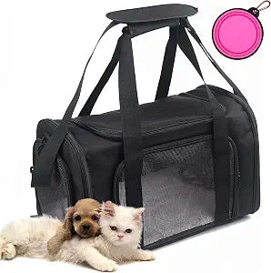 Pet Carrier Bag for Dog Cat,Portable Pet Bag Folding Fabric Pet Travel Carrier Pet Cage for Small Dog,Collapsible Puppy Messenger Pet Bags Airline ApprovedBreathable & Durable,Black Color
