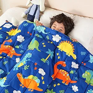 Sivio Weighted Blanket 7lbs, Blue Dinosaur Cooling Weighted Blanket, Breathable Heavy Blankets for Sleeping, Washable Weighted Throw Blanket, 41"x60"