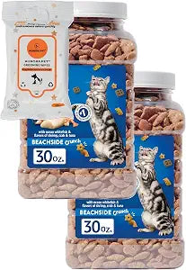 Aurora Pet Bundle Set (2) Beachside Crunchy Cat Treats (30-oz Each) with AuroraPet Wipes