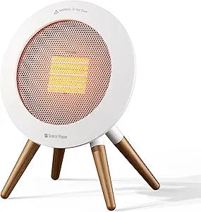 2026 Upgraded Portable Electric SpaceHeater Indoor Use, 1000W Energy-Saving PTC Ceramic Heater with Thermostat, 36dB Low-Noise, Overheat & Tip-Over Protection, 2 Modes - Home Bedroom Office