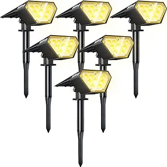 Biling Solar Spot Lights Outdoor, Bright 700 Lumen Solar Outdoor Lights IP67 Waterproof Adjustable House Lights for Patio Pathway Yard Garden Driveway Tree - Warm White(6 Pack)
