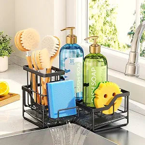HapiRm Sponge Holder for Kitchen Sink - Rustproof L-Shaped Sink Caddy