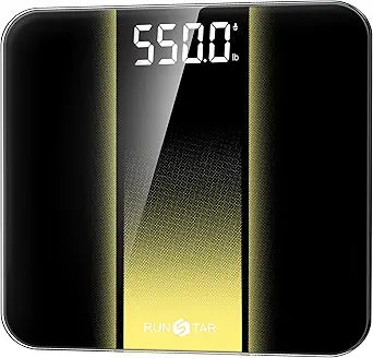RunStar 14-Inch Scale for Body Weight 550lbs, Extra Wide Platform Digital Bathroom Scale Highly Accurate, Large LED Display, Baby/Pet Mode, 8mm Tempered Glass for Heavy People