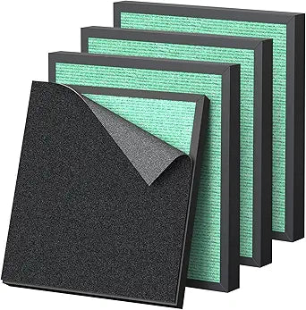 4 Pack ET066 Filter Compatible with Evalit ET066 Air Puri-fier, HEPA 3-Stage for Evalit ET066 Filter, 4 HEPA Filters & 8 Washable Pre-filters
