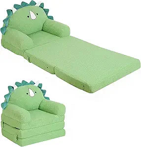 MOMCAYWEX Kids Sofa, Sherpa Couch with Tri-Layer Foam Cushions, Comfy Seating for Kids Age 18 Months and Up, Green