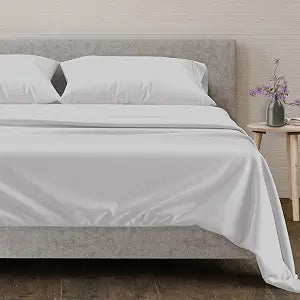 Mayfair Linen 100% Egyptian Cotton Queen Size Sheets Set - Luxury 600 Series Voyage Collection Egyptian Cotton Sheets Queen Size (4 PC, Silver), Soft, Cooling, 16" Deep Pocket Hotel Bed Sheet Set