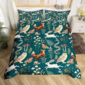 Feelyou Animal Duvet Cover Snails Zoo Animal Bedding Set Twin Size 2 Pcs