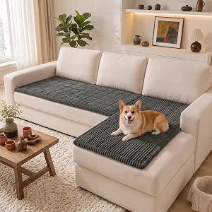 Britimes Couch Covers for Dogs, 2 Pack, 28x59 Inch, Plush, Dark Grey